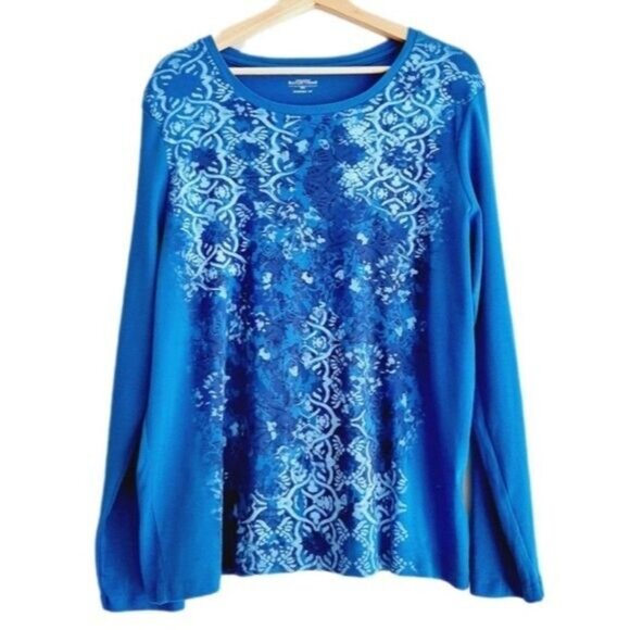 NORTHERN REFLECTIONS Floral & Scroll Pattern Crewneck Top Sz XXL - Picture 2 of 7
